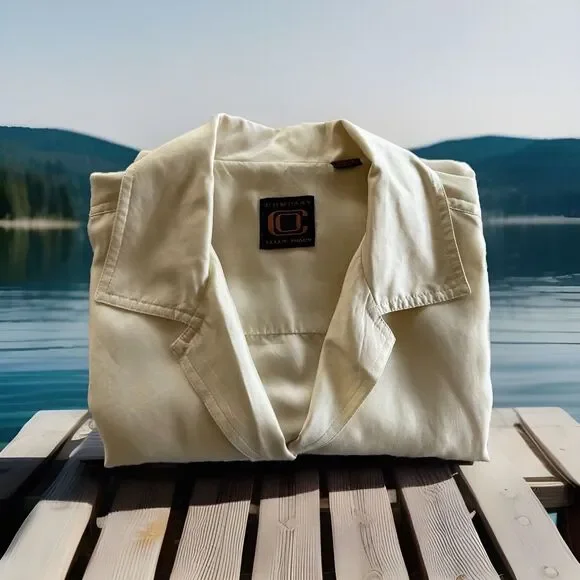 Company Ellen Tracy Silk Button Blouse SS Cream Hong Kong Lady S? (Chest 46") - Picture 11 of 11